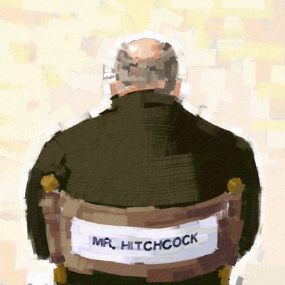 Porträtt av regissören Alfred Hitchcock, 2023 (illustration) av Alessandro Lonati