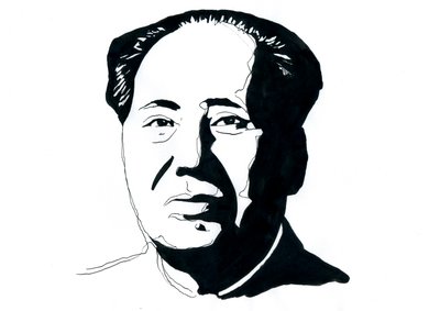 Porträtt av kinesisk kommunistisk revolutionär och grundaren av Folkrepubliken Kina Mao Zedong av Alessandro Lonati