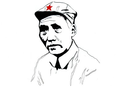Porträtt av kinesisk kommunistisk revolutionär och grundaren av Folkrepubliken Kina Mao Zedong av Alessandro Lonati