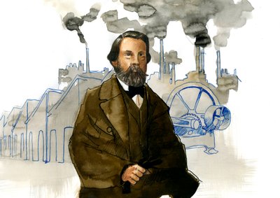 Porträtt av Friedrich Engels (1820-1895), tysk socialistisk teoretiker och politiker av Alessandro Lonati