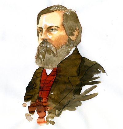 Porträtt av Friedrich Engels (1820-1895), tysk socialistisk teoretiker och politiker av Alessandro Lonati
