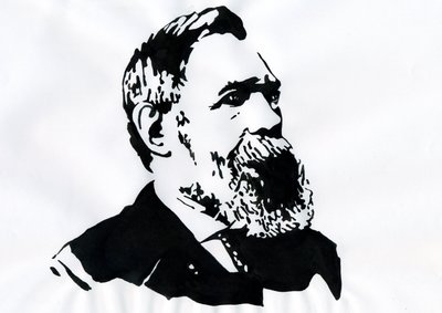 Porträtt av Friedrich Engels (1820-1895), tysk socialistisk teoretiker och politiker (tysk filosof, samhällsvetare och journalist Friedrich Engels) av Alessandro Lonati