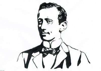 Porträtt av Guglielmo Marconi (1874-1937), italiensk fysiker, uppfinnare av telegrafen av Alessandro Lonati