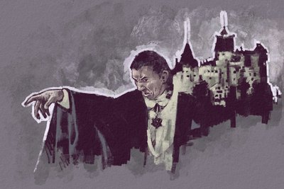 Porträtt av den ungerska skådespelaren Bela Lugosi som greve Dracula (illustration) av Alessandro Lonati