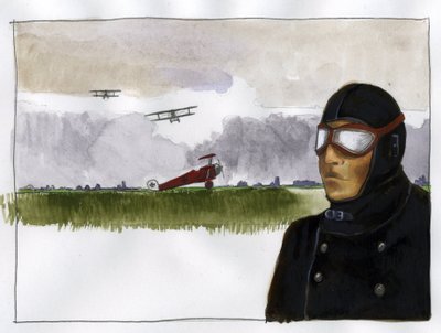 Porträtt av Manfred von Richthofen ger smeknamnen för den röda baronen (1892-1918) Tysk flygare (Porträtt av Manfred von Richthofen, den röda baronen, tysk stridspilot) Illustration av Alessandro Lonati av Alessandro Lonati