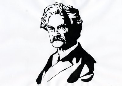 Porträtt av Mark Twain (1835-1910) av Alessandro Lonati