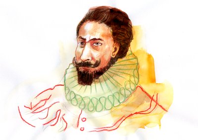 Porträtt av Miguel de Cervantes Saavedra (1547-1616) (Porträtt av den spanske författaren Miguel de Cervantes Saavedra) av Alessandro Lonati