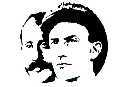 Porträtt av Orville (1871-1948) och Wilbur Wright (1867-1912) amerikanska flygpionjärer (bröderna Wright, Orville och wilbur amerikanska bröder, uppfinnare och flygpionjärer) av Alessandro Lonati