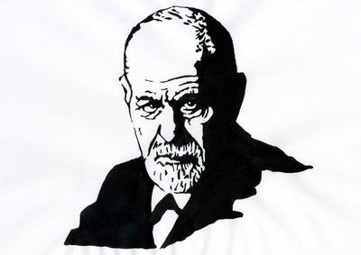 Porträtt av Sigmund Freud (1856-1939), österrikisk psykiater (Porträtt av Sigmund Freud österrikisk neurolog och psykoanalysens fader) - Illustration av Alessandro Lonati av Alessandro Lonati