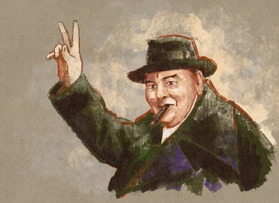 Porträtt av Sir Winston Leonard Spencer Churchill (illustration) av Alessandro Lonati