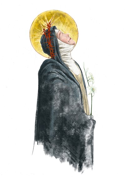 Porträtt av den heliga Katarina av Siena (teckning) av Alessandro Lonati