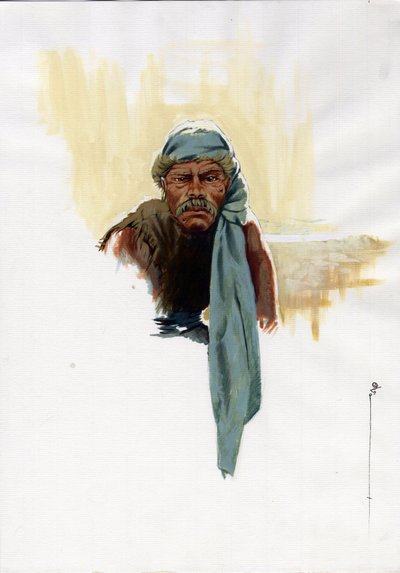 Porträtt av en pirat (privatman) eller sjöman som sitter i dagsljus. Färgteckning av Alessandro Lonati. av Alessandro Lonati