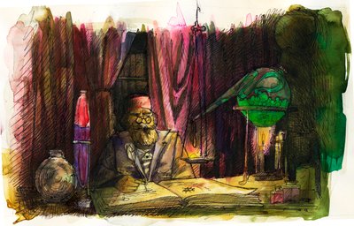 Porträtt av den franske alkemisten Nicolas Flamel (1330-1418). 2012 av Alessandro Lonati