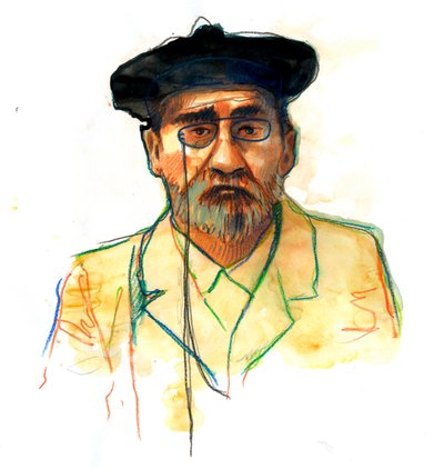 Porträtt av den franske författaren Emile Zola (1840-1902) (Porträtt av den engelske romanförfattaren Emile Zola) av Alessandro Lonati