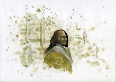 Förhistoria: Neandertalman med flintverktyg Illustration av Alessandro Lonati av Alessandro Lonati
