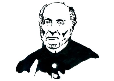 Representation av Victor Schoelcher (1804-1893) fransk politiker, Franc Macon, känd för att ha lett dekretet om det definitiva avskaffandet av slaveriet i Frankrike (Porträtt av den franske avskaffande författaren Victor Schoelcher) Illustration av Alessan av Alessandro Lonati