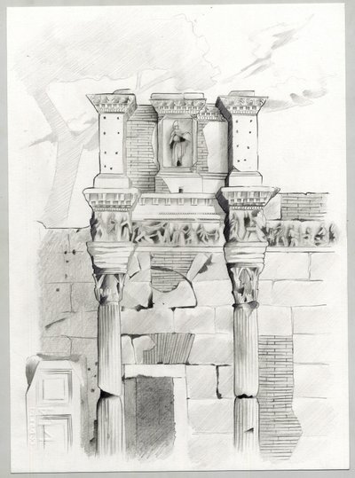 Ruiner av den romerska eran i Rom, Forum (Romerskt forum) Teckning av Alessandro Lonati. av Alessandro Lonati