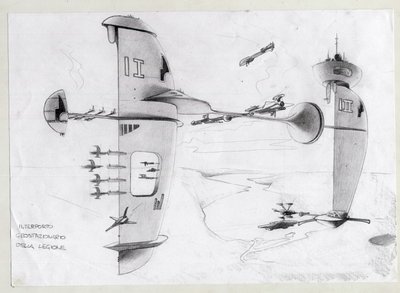 Science fiction-illustration: rymdbas i universum med skepp. Teckning av Alessandro Lonati av Alessandro Lonati