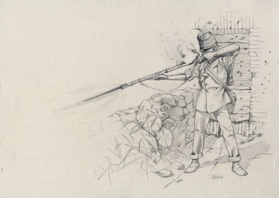 Andra imperiet (1852-1870): infanterist skjuter, soldat från den österrikiska armén, österrikisk-ungerska (österrikisk-ungerska) av Alessandro Lonati
