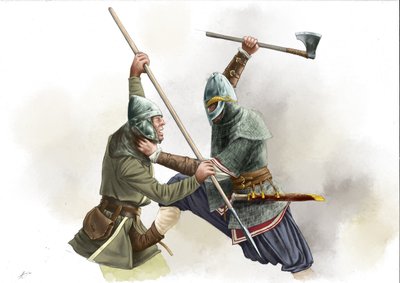 Vikings krigare strider av Alessandro Lonati