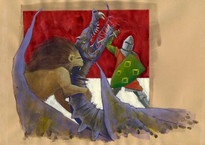 Yvain, lejonets riddare som slåss mot draken Illustration av Alessandro Lonati av Alessandro Lonati