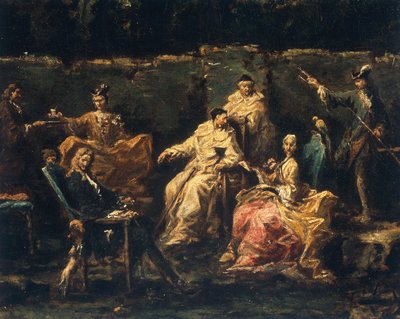 Detalj av underhållning i Garden of Albaro av Alessandro Magnasco