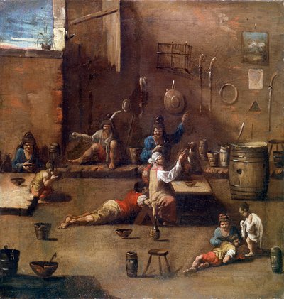 Hundträning, c1690-1745 av Alessandro Magnasco