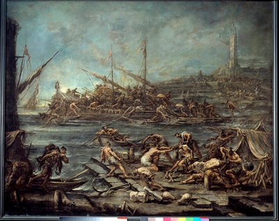 Ombordstigningen av galerianerna i hamnen i Genes Painting av Alessandro Magnasco (1667-1749). Dämpa. 1,16 x 1,42. Bordeaux, Museum of Fine Arts av Alessandro Magnasco