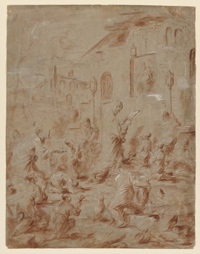 Worshipers at a Street Shrine, 173040. av Alessandro Magnasco