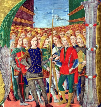Historikert initial N föreställande St. Maurice och Theban Legion, Lombardy School, ca 1499-1511 av Alessandro Pampurino