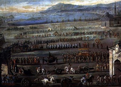 Begravningståget för dogen F. Morosini (olja på duk) av Alessandro Piazza