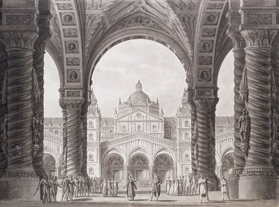Scenografi för Opera serie I due Valdomiri av Peter Winter. Teatro alla Scala, 1818. av Alessandro Sanquirico