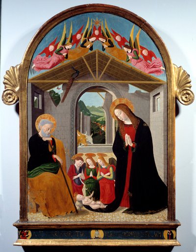 Nativiteten. Målning av Esiguo Maestro (1400-talet). Olja på duk. Mått: 0,88 x 0,57 m. Rouen, Museum of Fine Arts av Alesso di  Benozzo