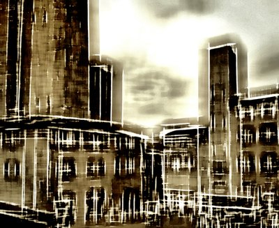 brown factory, 2019, (blandade media) av Alex Caminker