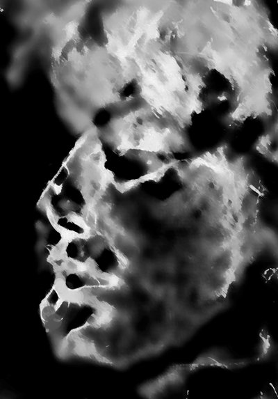 cloud face, 2020, (blandade media) av Alex Caminker