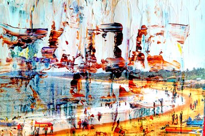 on the bay, 2019, (blandade media) av Alex Caminker