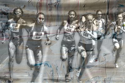 springer till mål, 2019, (collage) av Alex Caminker