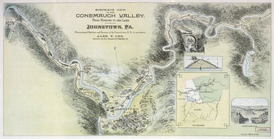 Fågelperspektiv över Conemaugh Valley från Nineveh till sjön, Johnstown, Pa.: från personliga skisser och undersökningar av Pennsylvania R.R. med tillstånd av Alex. Y.; Pennsylvania Railroad Lee