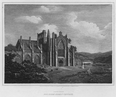 South Front, Melrose Abbey Church (gravyr) av Alexander (after) Nasmyth