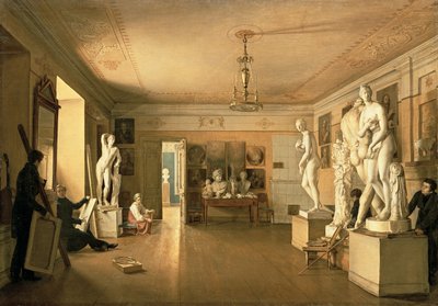 Atelier av konstnären Alexey Venetsianov (1780-1847) 1827 av Alexander Alexeyevich Alexeyev