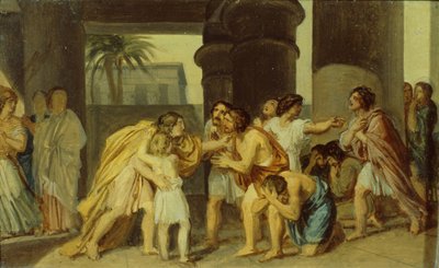 Joseph uppenbarar sig för sina bröder, 1830-talet av Alexander Andreyevich Ivanov