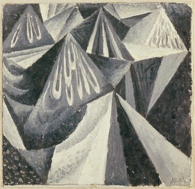 Cubo-futuristisk komposition i grått och vitt, 1916 av Alexander Bogomazov