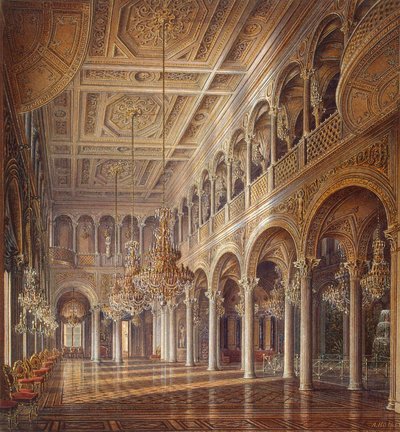 Interiörer i Lilla Eremitaget, Paviljongsalen, mitten av 1800-talet. av Alexander Chrisophorovich Kolb