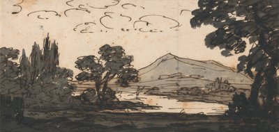 Landskap med berg och sjö av Alexander Cozens