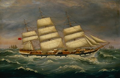 The Three Masted Clipper Benleuch in a Swell (olja på duk) av Alexander Cromarty