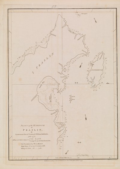 Plan över hamnen i Praslin, sent 1700-tal till tidigt 1800-tal (papper) av Alexander Dalrymple
