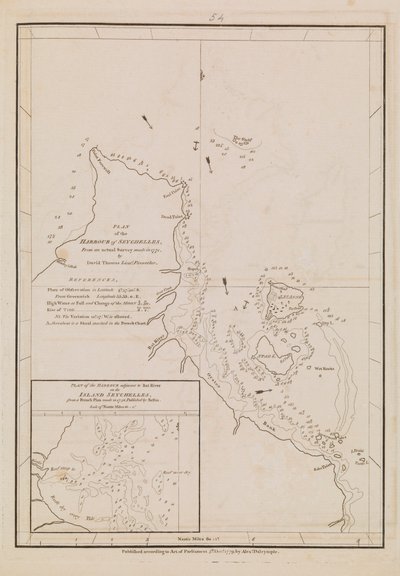 Plan över hamnen på Seychellerna, sent 1700-tal till tidigt 1800-tal (papper) av Alexander Dalrymple