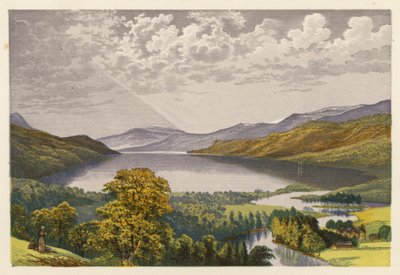 Skotsk Loch landskap: Loch Tay (färglitografi) av Alexander Francis (after) Lydon