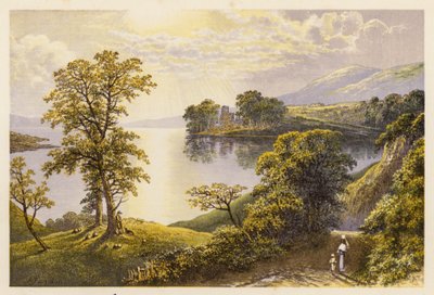 Skotsk Loch landskap: Lochmaben (färglitografi) av Alexander Francis (after) Lydon