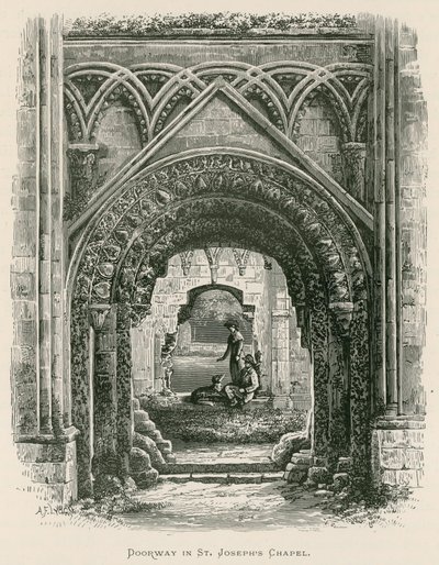 Glastonbury Abbey, dörröppning i St Josephs kapell av Alexander Francis Lydon